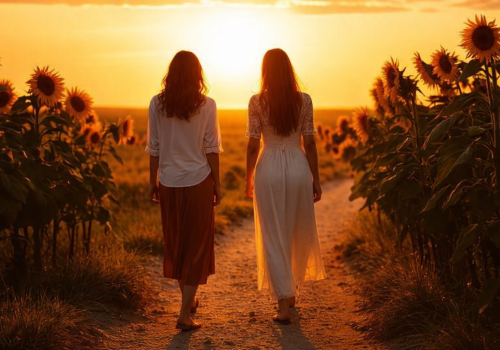 caminando hacia el sol en el campo